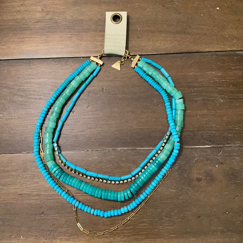 NEW WITH TAGS Anthropologie turquoise layered necklace